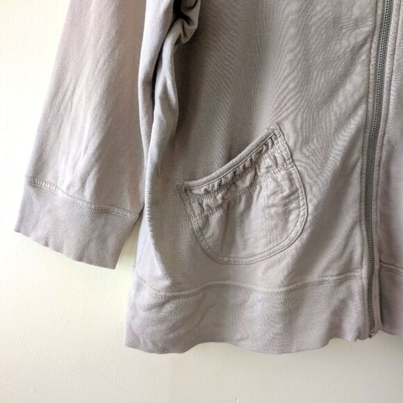 Chico's Zenergy Full Zip 3/4 Sleeve Jacket Pocket Ruffle Pleated Size Large - Picture 4 of 6